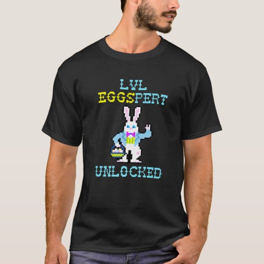 LVL Eggspert Entsperrte Funny Gaming Egg Hunt Oste T-Shirt (Vorderseite)