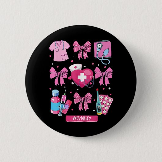 Lvn Valentinstag Coquette Bow Stethoscope Nurse Button (Vorderseite)