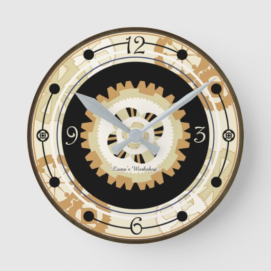 LW Steampunk Layered Gears Clock Runde Wanduhr (Vorderseite)