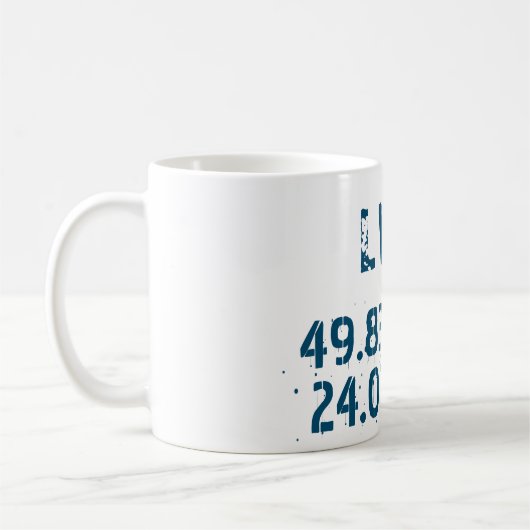 Lwiw Ukraine Latitude & Longitude beunruhigt Kaffeetasse (Links)