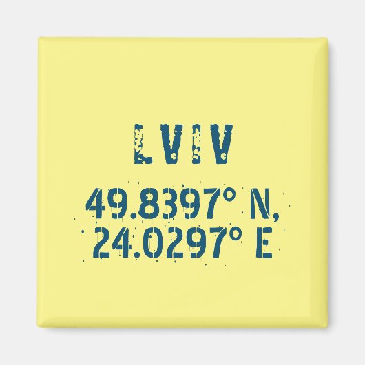 Lwiw Ukraine Latitude & Longitude beunruhigt Magnet (Vorne)
