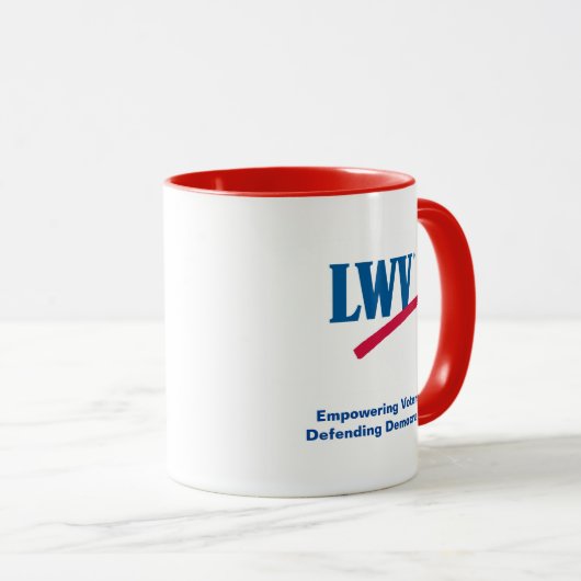 LWV Kaffee-Tasse mit rotem Akzent Tasse (VorderseiteRechts)