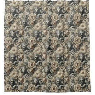 Lycanthropic Splendor - Gothic Werewolf Floral Duschvorhang