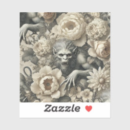 Lycanthropic Splendor - Gothic Werewolf Floral Pil Aufkleber