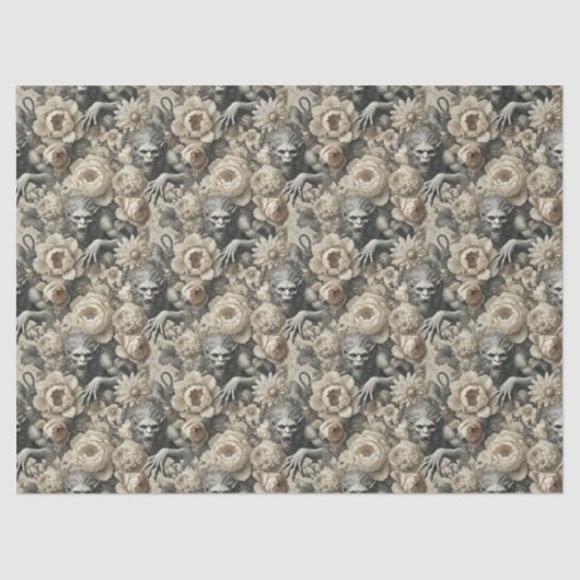 Lycanthropic Splendor - Gothic Werewolf Floral Seidenpapier (Vorderseite)