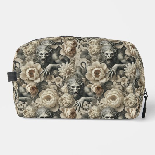Lycanthropic Splendor - Gothic Werewolf Floral Waschbeutel (Vorderseite)