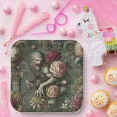 Lycanthropic Verdant – Gothic Floral Design Pappteller (Party)