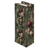 Lycanthropic Verdant - Gotisches Blumendesign Geschenktüte Für Weinflaschen (Rückseite Schrägansicht)