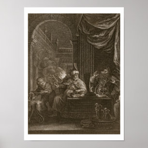 Lycaon gestaltete in einen Wolf, 1731 um (Stich) Poster