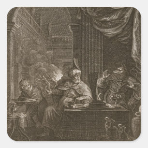 Lycaon verwandelt sich in einen Wolf, 1731 (Gravie Quadratischer Aufkleber