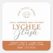 Lychee Blush-Brennoorange-Reed-Diffusorprodukt Quadratischer Aufkleber (Vorderseite)