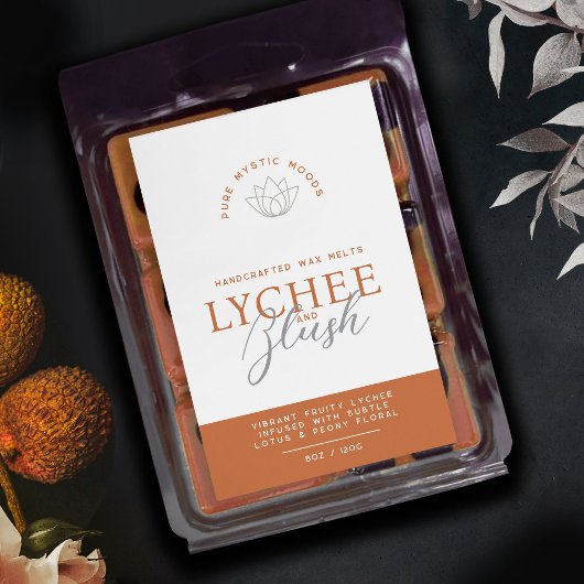 Lychee Blush Brennotes Orangenwachs schmilzt Produ Weinetikett