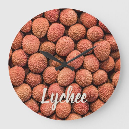 Lychee oder Litchi Frucht vegan und vegetarisch ge Große Wanduhr (Vorderseite)