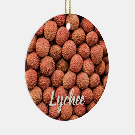 Lychee oder Litchi Frucht vegan und vegetarisch ge Keramik Ornament (Rechts)