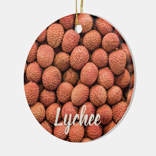Lychee oder Litchi Frucht vegan und vegetarisch ge Keramik Ornament (Links)
