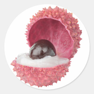 Lychee schneiden runder aufkleber