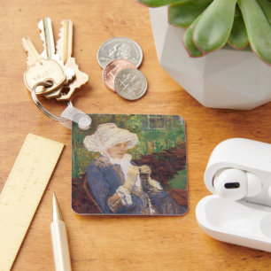 Lydia beim Häkeln im Garten von Marly, Mary Cassat Schlüsselanhänger