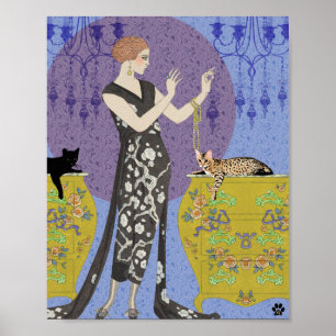 Lydia & Bengal in Gelb und Blau Poster