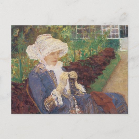 Lydia Crocheting in Garden at Marly, Mary Cassatt Postkarte (Vorderseite)