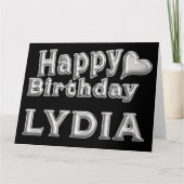 Lydia Happy Birthday Geburtstag Karte Aufsteller (Vorderseite)