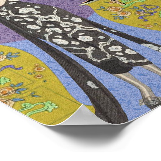 Lydia und Bengalisch in Gelb und Blau Poster (Ecke)