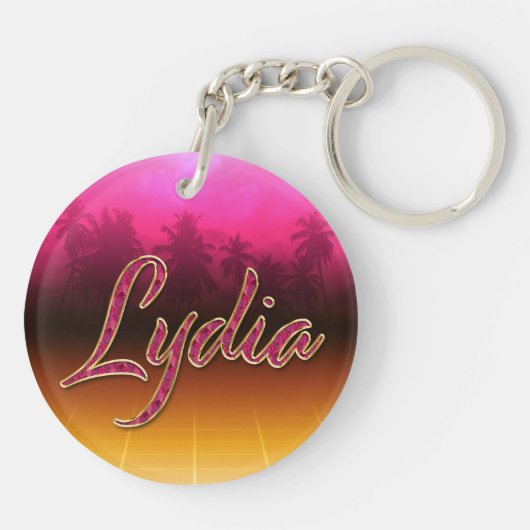 Lydia Vorname Name golden pink Schlüsselanhänger (Rückseite)