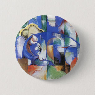 Lying Bull von Franz Marc, Vintage kubistische Kun Button