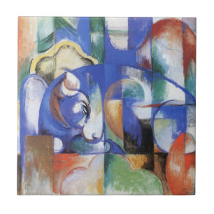 Lying Bull von Franz Marc, Vintage kubistische Kun Fliese