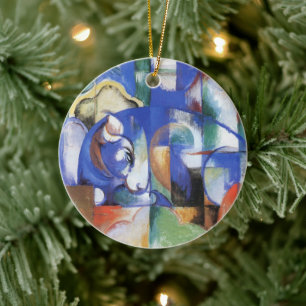 Lying Bull von Franz Marc, Vintage kubistische Kun Keramikornament