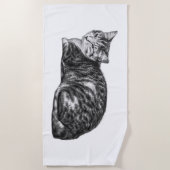 Lying Tabby Cat Monochrome Strandtuch (Vorderseite)
