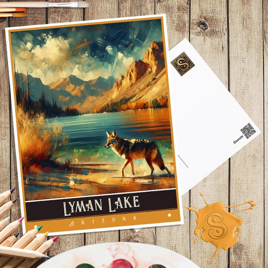 Lyman Lake, Arizona | Vintage Malerei Postkarte