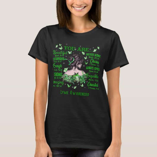 Lyme Awareness Bible Verses & Butterfells T-Shirt (Vorderseite)