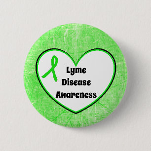 Lyme-Borreliose-Bewusstseins-Band-Herz-Knopf Button