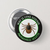 Lyme-Borreliose-Bewusstseinsmonat | Hirschzecke Button (Vorne & Hinten)