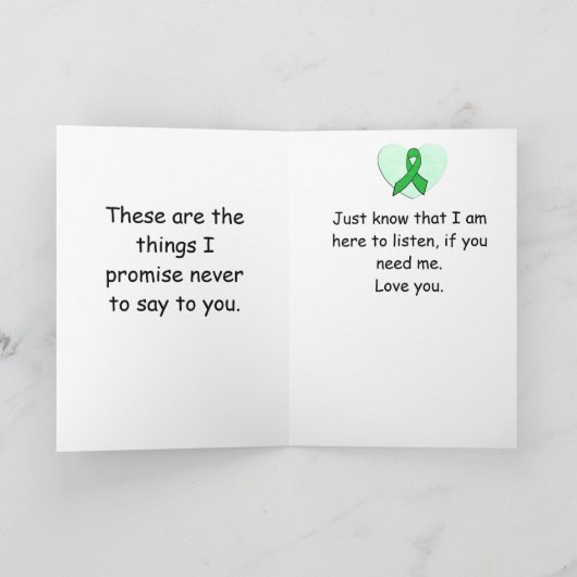 Lyme-Borreliose "Sachen, die ich nicht sage, dass" Karte (Innenseite)