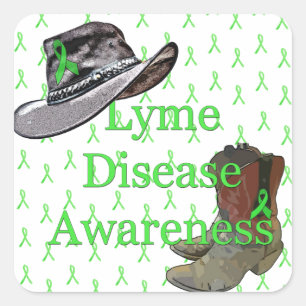 Lyme Disease Awareness Cowboy Country & Western Quadratischer Aufkleber