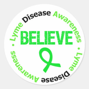 Lyme Disease Awareness Glauben v1 Runder Aufkleber