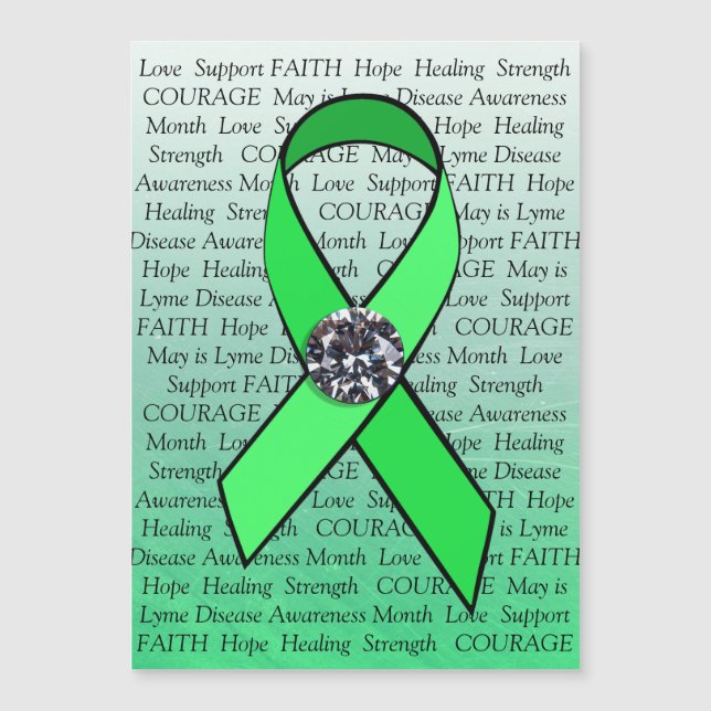 Lyme Disease Awareness Imitats Diamond Ribbon Magn Magnetkarte (Vorderseite)