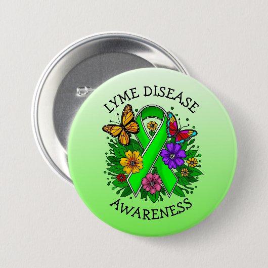 Lyme Disease Awareness Ribbon Button (Vorne & Hinten)