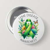 Lyme Disease Awareness Ribbon Button (Vorne & Hinten)