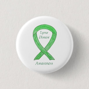 Lyme Disease Awareness Ribbon Custom Art Button