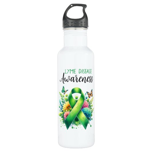 Lyme Disease Awareness Ribbon Edelstahlflasche (Vorderseite)