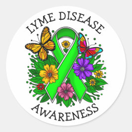 Lyme Disease Awareness Ribbon Runder Aufkleber
