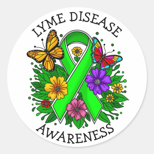 Lyme Disease Awareness Ribbon Runder Aufkleber (Vorderseite)