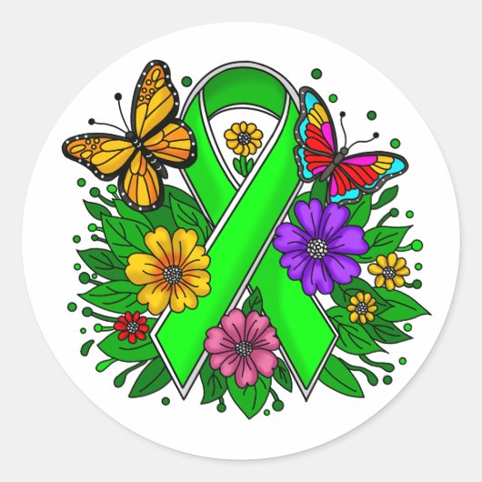 Lyme Disease Awareness Ribbon Runder Aufkleber (Vorderseite)
