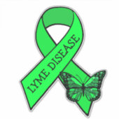 Lyme Disease Awareness Ribbons Butterfly Sticker (Vorderseite)