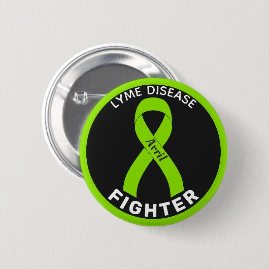 Lyme Disease Fighter Ribbon Black Button (Vorne & Hinten)