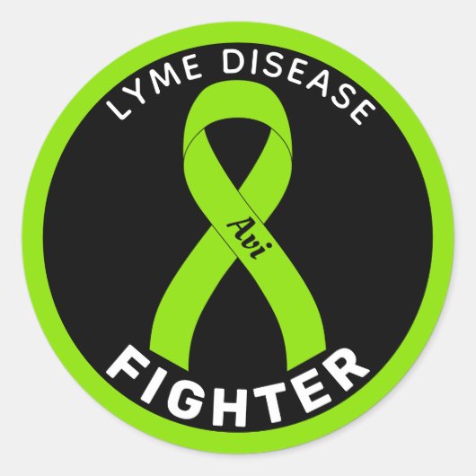 Lyme Disease Fighter Ribbon Black Round Sticker (Vorderseite)