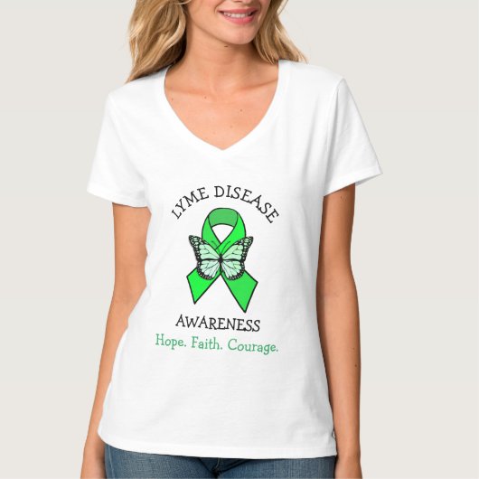 Lyme Disease Hope Faith Courage T-Shirt (Vorderseite)