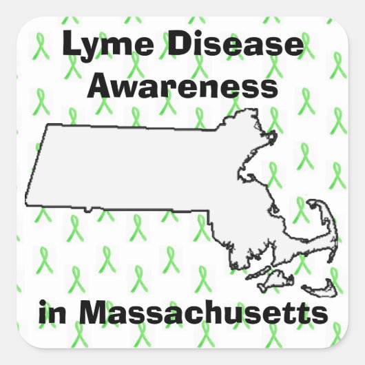 Lyme-Erkrankung Bewusstsein in Massachusetts Quadratischer Aufkleber (Vorderseite)